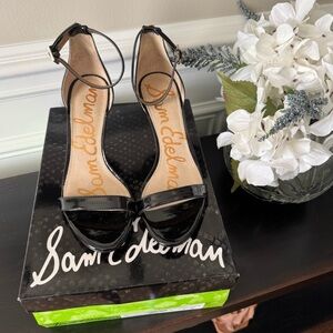 Sam Edelman Women's Patti Ankle Strap Sandals in Black Patent